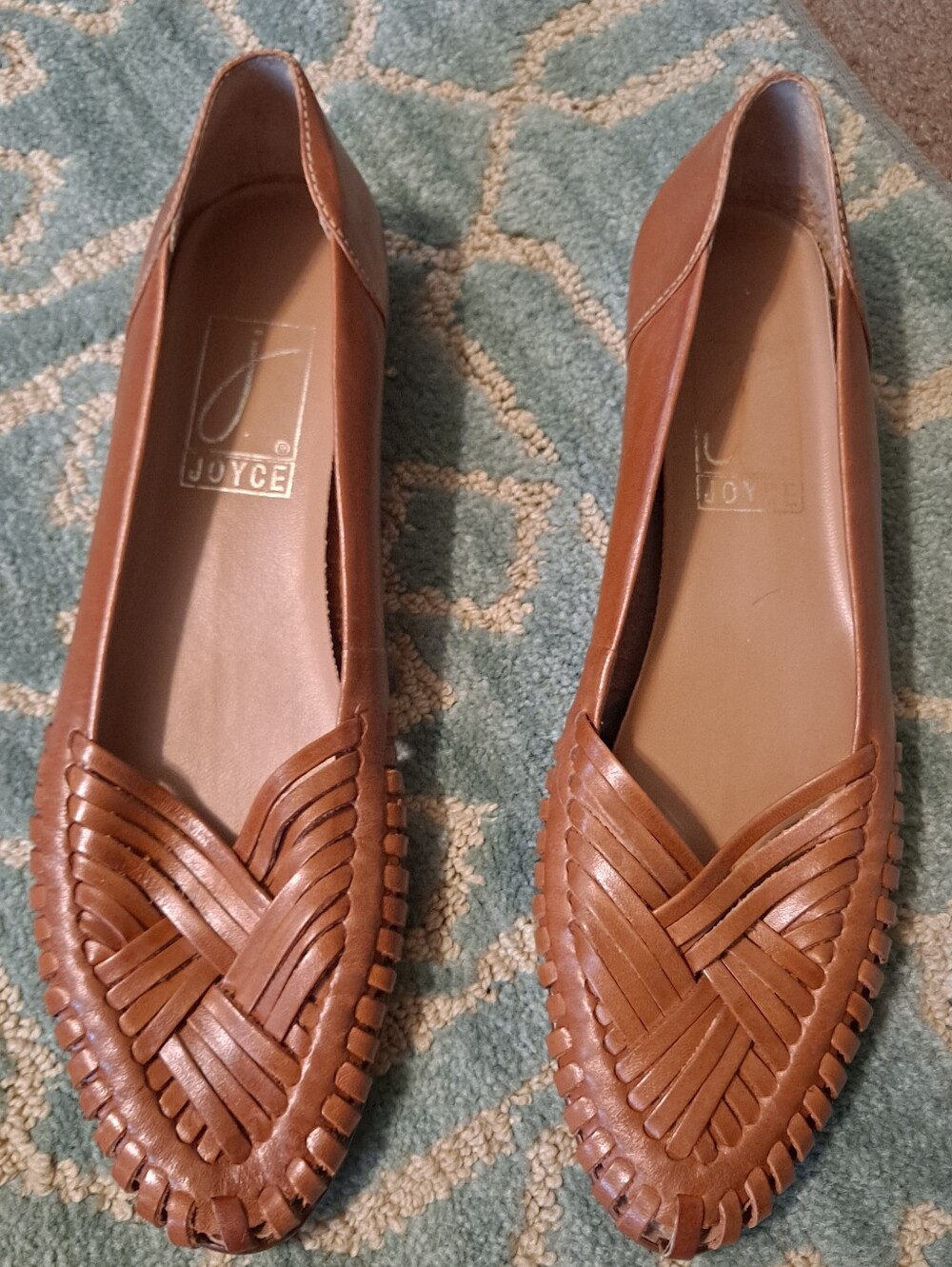 Joyce Tan Woven Leather Flats